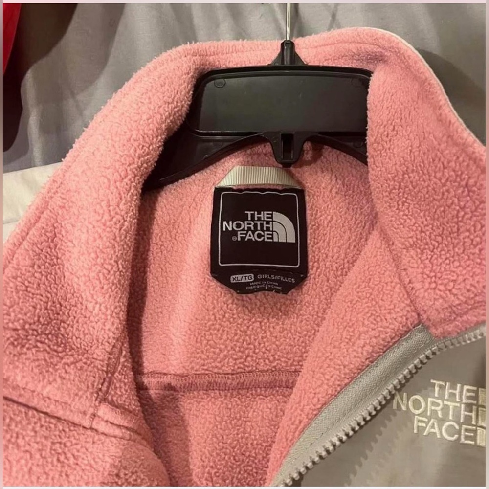 The North Face Pink Fleece Jacket with Gray Trim - Picture 2 of 5
